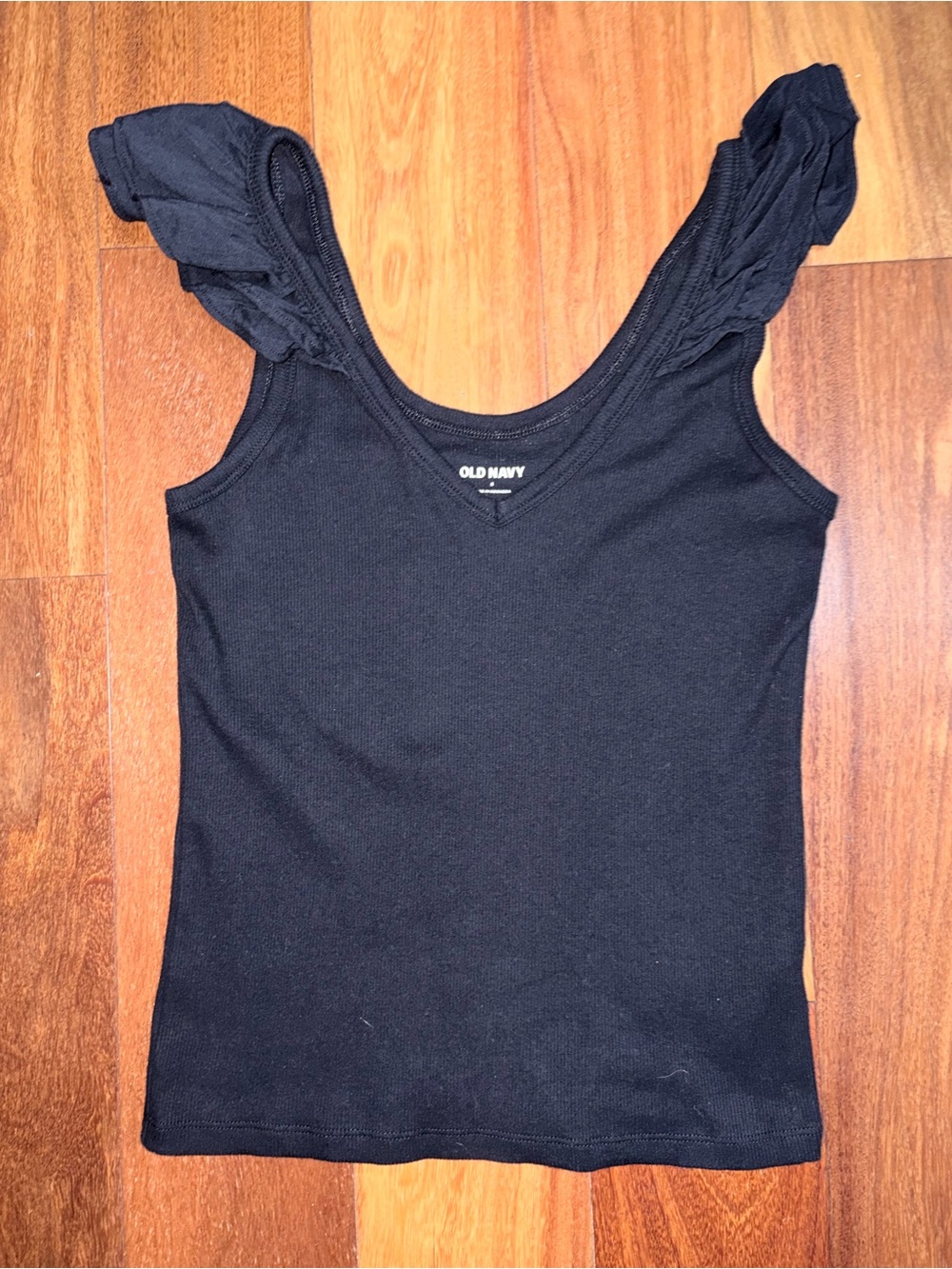 Old Navy Black Tank with Ruffle Cap Sleeves